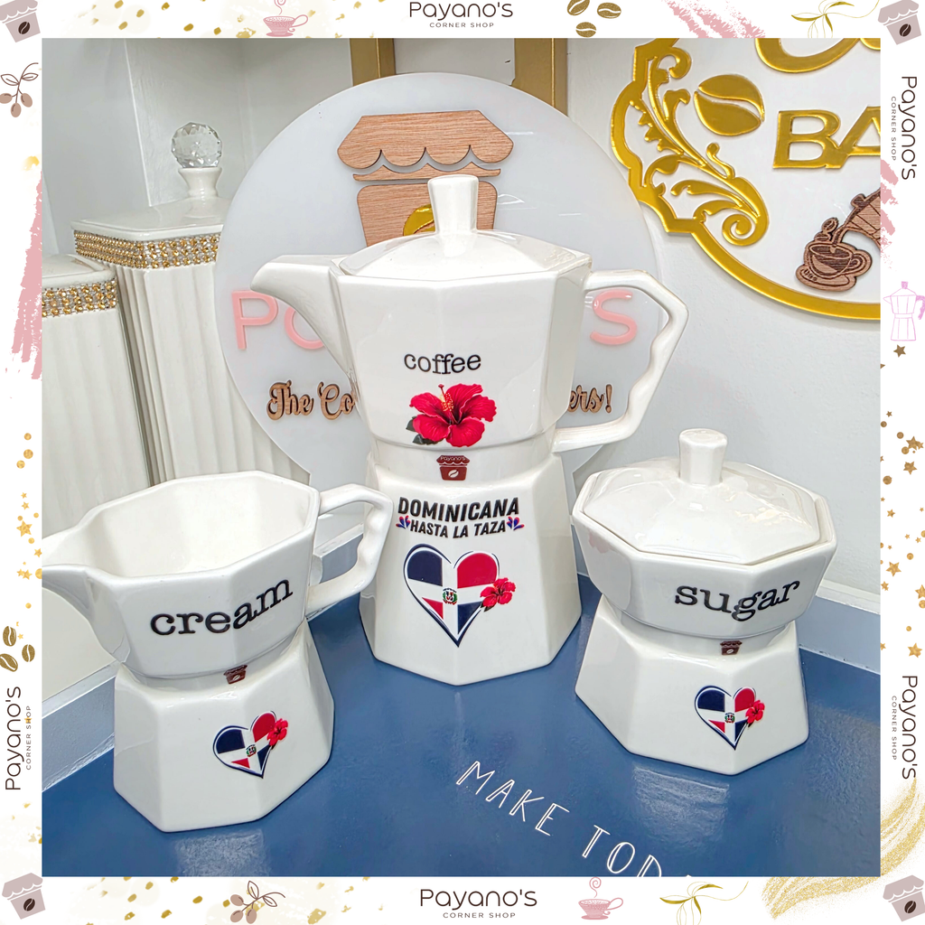 Moka pot ceramic coffee set Dominicano/a hasta la taza🇩🇴