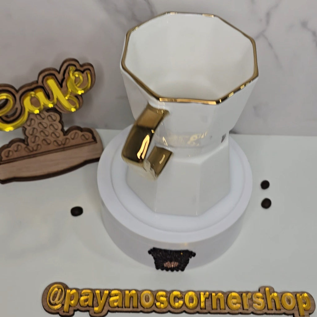 Mug Mokapot Shape gold and white
