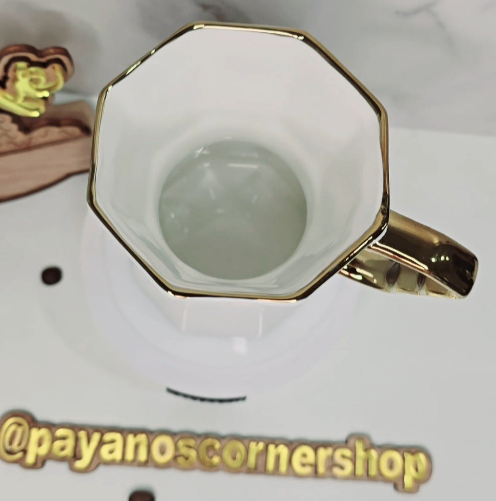 Mug Mokapot Shape gold and white
