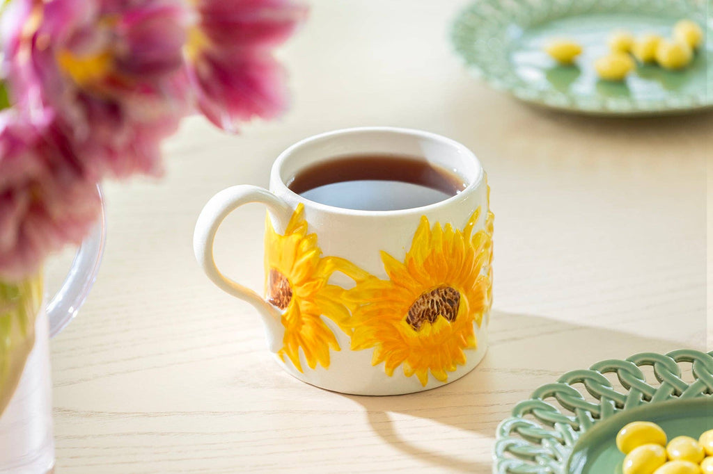 Sunflower 16oz Embossed Reactive Glazed Coffee Mug